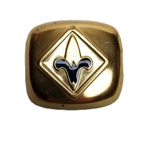 BSA Webelos Neckerchief Slide Gold Metal Fleur De Lis Cub Scout Uniform Insignia - Picture 1 of 3